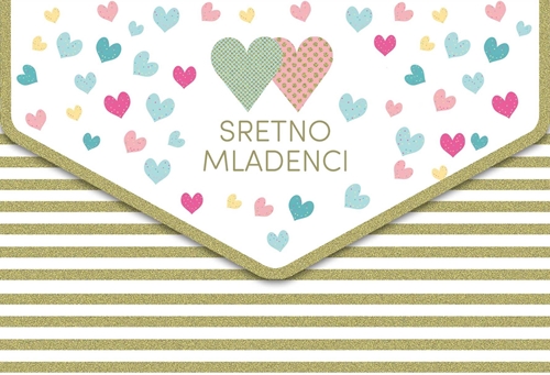 Slika SRETNO MLADENCI - ČESTITKA SA DŽEPOM ZA NOVAC